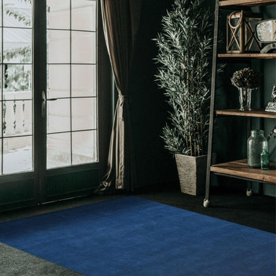 Navy Blue Wool Arizona Hand Woven Carpet | 5 x 3 Feet