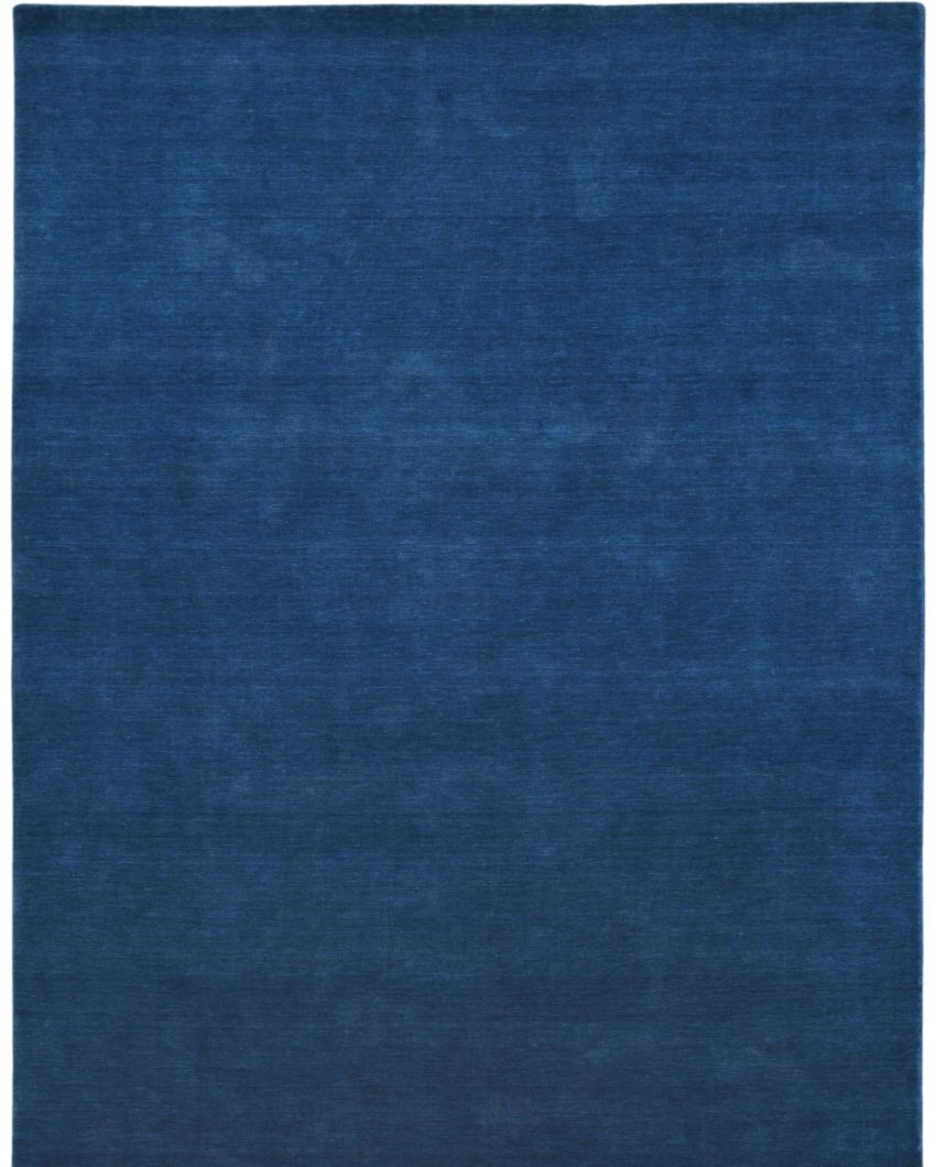 Navy Blue Wool Arizona Hand Woven Carpet | 5x3 ft