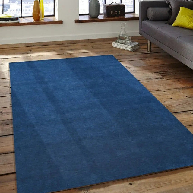 Navy Blue Wool Arizona Hand Woven Carpet