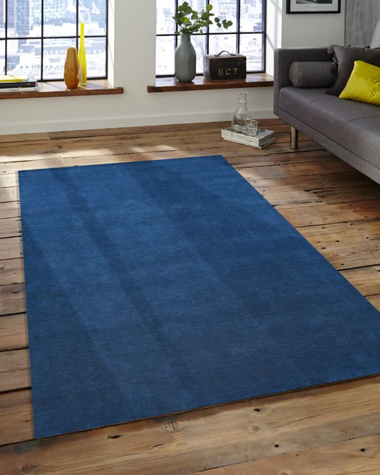 Navy Blue Wool Arizona Hand Woven Carpet | 6x4, 8x5 ft 6 x 4 ft