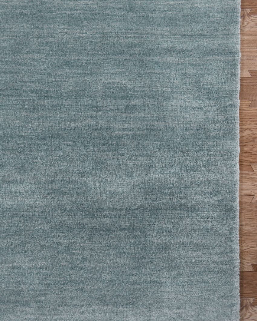 Polo Blue Wool Arizona Hand Woven Carpet |5x3, 6x4, 8x5 ft 5 x 3 ft