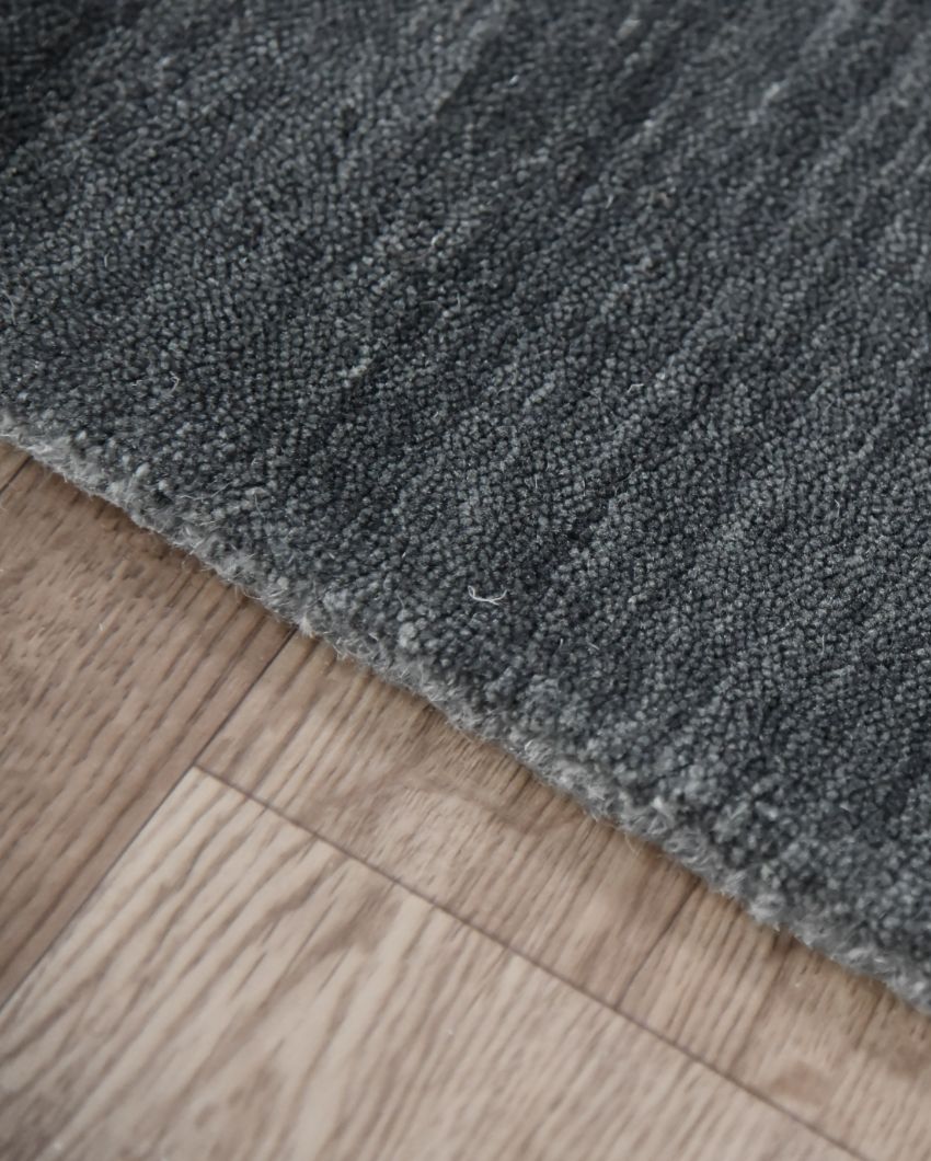 Dark Grey Wool Arizona Hand Woven Carpet | 5x3, 6x4, 8x5 ft 5 x 3 ft
