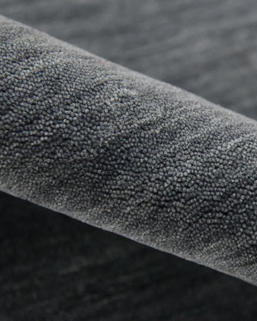 Dark Grey Wool Arizona Hand Woven Carpet | 5x3, 6x4, 8x5 ft 5 x 3 ft