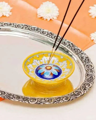 Yellow Pottery Multani Incense Stick Stand