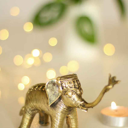 Stylish Elephant Pair Dhokra Table Decor | Set of 2 | 5 x 2 x 4 inches