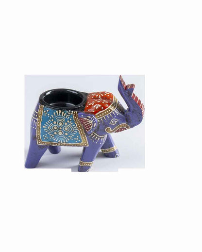 Elegant Hand Painted Elephant Candle Holders | Set of 4 | 4 x 2 x 4 inches