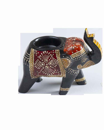 Elegant Hand Painted Elephant Candle Holders | Set of 4 | 4 x 2 x 4 inches