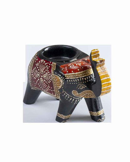 Elegant Hand Painted Elephant Candle Holders | Set of 4 | 4 x 2 x 4 inches