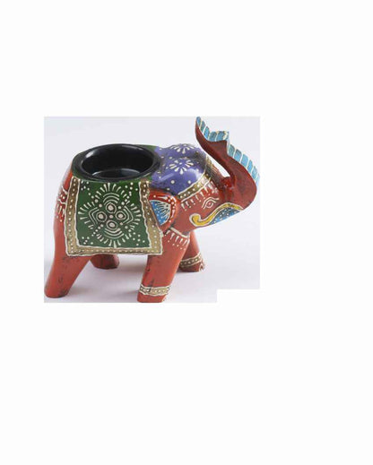 Elegant Hand Painted Elephant Candle Holders | Set of 4 | 4 x 2 x 4 inches