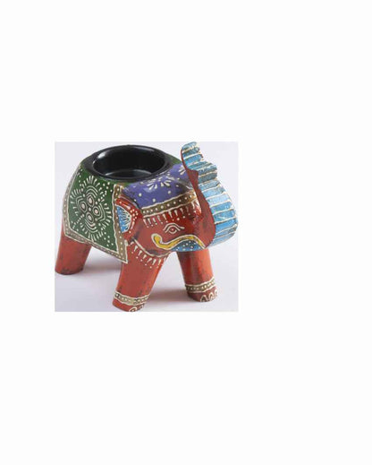 Elegant Hand Painted Elephant Candle Holders | Set of 4 | 4 x 2 x 4 inches