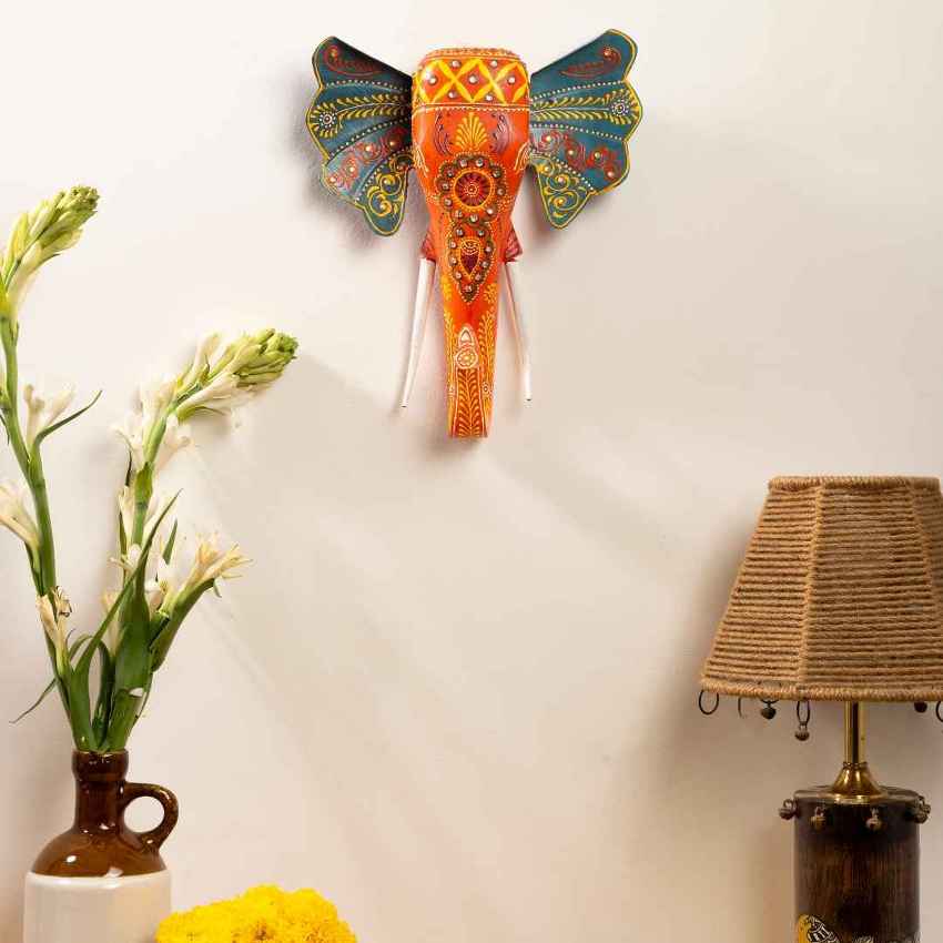 Artistic Hand painted Elephant Wall Decor | 11 x 9 x 3 inches