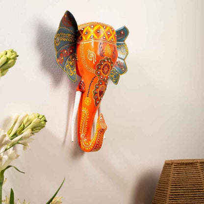 Artistic Hand painted Elephant Wall Decor | 11 x 9 x 3 inches