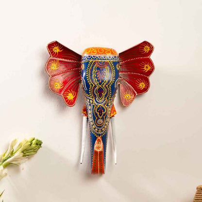 Artistic Hand painted Elephant Wall Decor | 11 x 9 x 3 inches