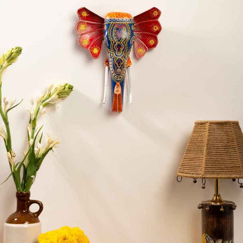 Artistic Hand painted Elephant Wall Decor | 11 x 9 x 3 inches