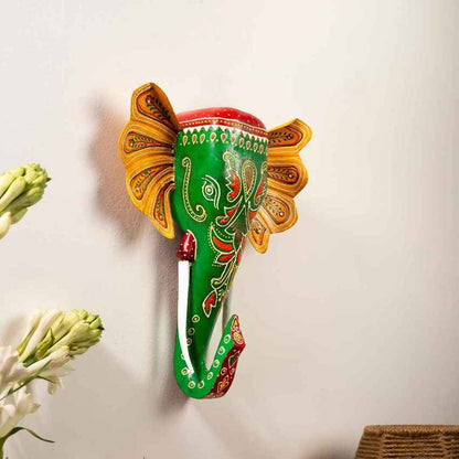 Artistic Hand painted Elephant Wall Decor | 11 x 9 x 3 inches