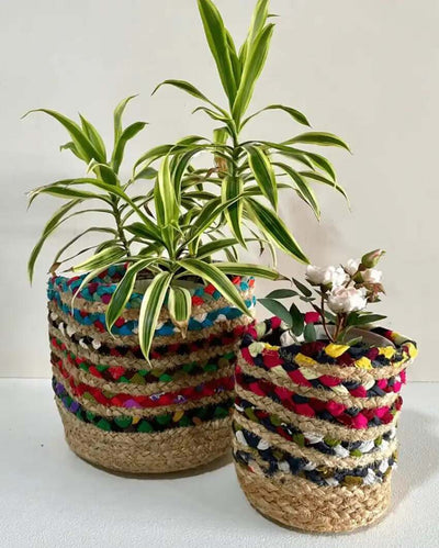 Multicolor Jute Planters | Set Of 3