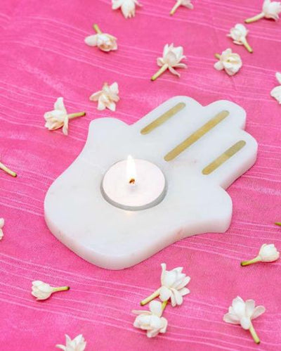 Hamsa Marble Candle Holder