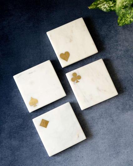 Taash Party Marble Coasters | Set Of 4 | 4 inch