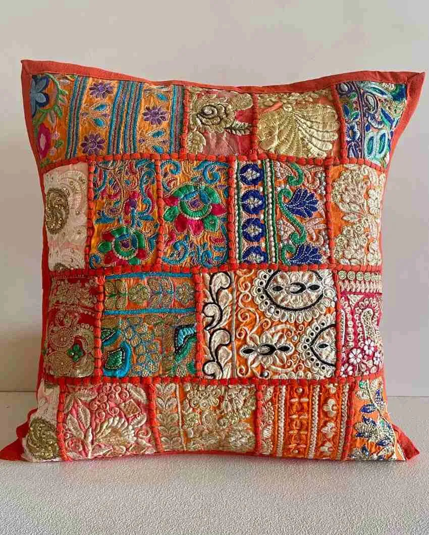 Assorted Patchwork Cotton Cushion Covers | Set of 5 | 16 x 16 inches