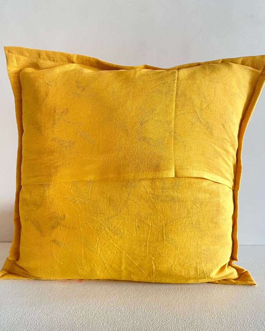 Yellow Patchwork Cotton Cushion Cover | Set Of 2 | 16 x 16 inches