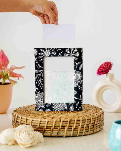Black Block Print Cotton Photo Frame | 8 x 6 inches