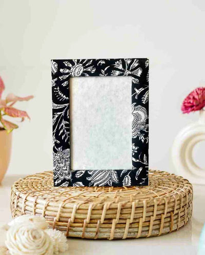 Black Block Print Cotton Photo Frame | 8 x 6 inches