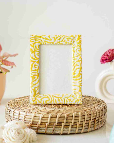 Yellow Block Print Cotton Photo Frame | 8 x 6 inches