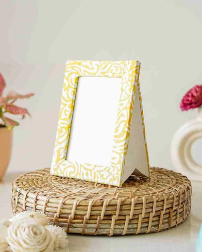 Yellow Block Print Cotton Photo Frame | 8 x 6 inches