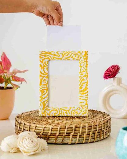 Yellow Block Print Cotton Photo Frame | 8 x 6 inches