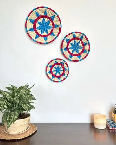 Turquoise Bloom Sabai Grass Wall Decor Baskets | Set Of 3