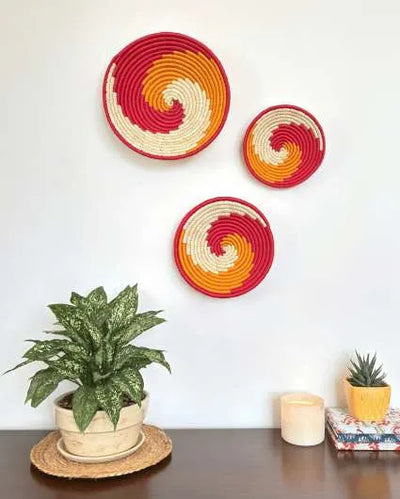 Sherbet Wave Sabai Grass Wall Decor Baskets | Set Of 3