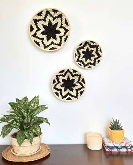 Midnight Bloom Sabai Grass Wall Decor Baskets | Set Of 3