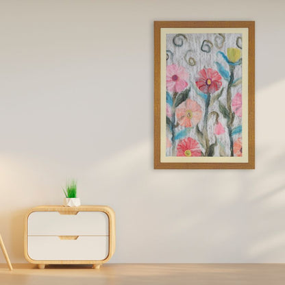 Whimsical Blooms Textile Floral Framed Wall Art | 32 x 22 inches