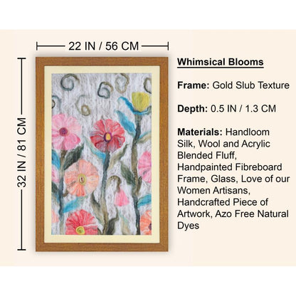 Whimsical Blooms Textile Floral Framed Wall Art | 32 x 22 inches