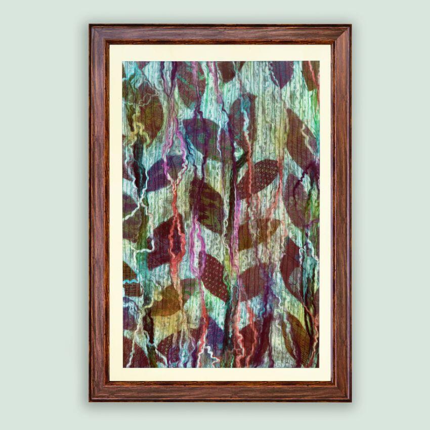 Cascading Leaves Nature Textile Floral Framed Wall Art | 33 x 23 inches