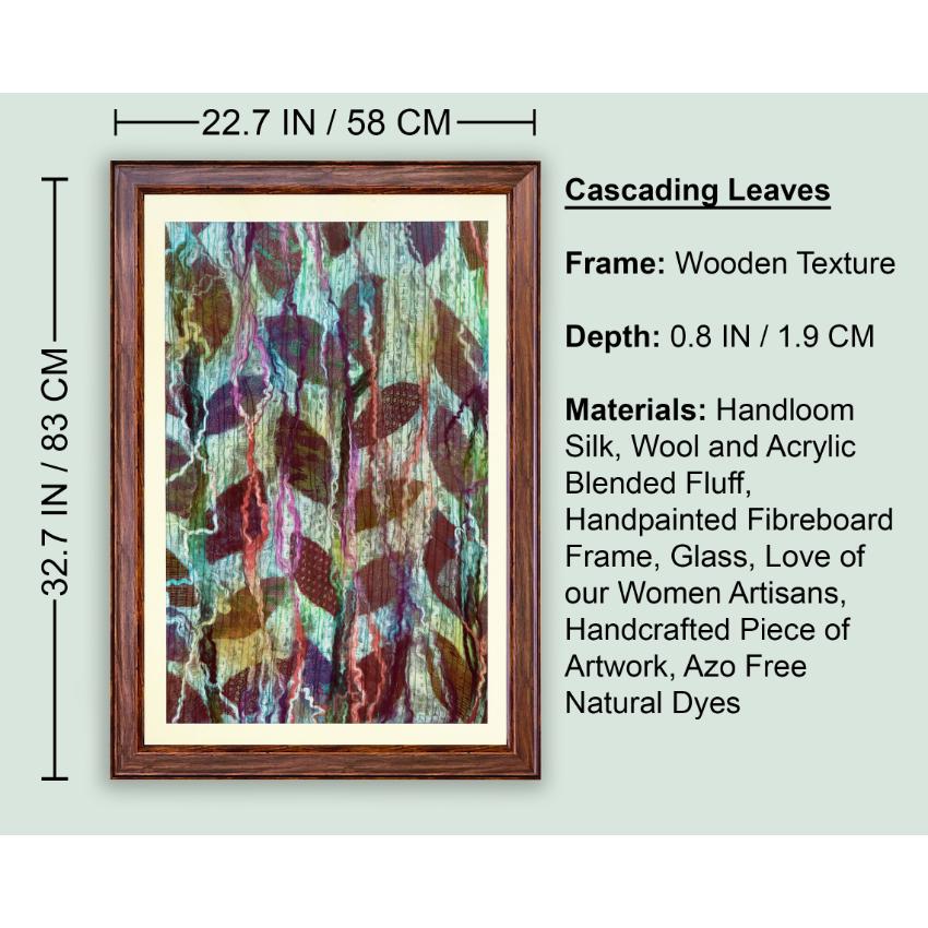 Cascading Leaves Nature Textile Floral Framed Wall Art | 33 x 23 inches