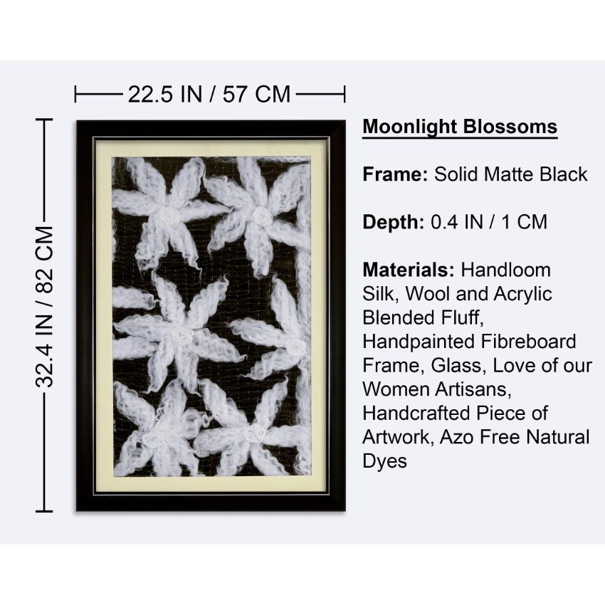 Moonlight Blossoms White Floral Framed Wall Art | 32 x 22 inches