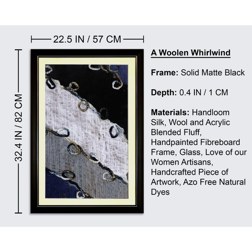 Woolen Whirlwind Diagonal Dark Tones Framed Wall Art | 32 x 22 inches