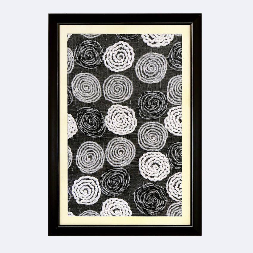 Cosmic Vortex Concentric Swirl Black & White Framed Wall Art | 32 x 22 inches