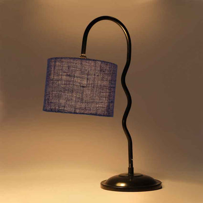 Striking Vibrant Blue Metal Table Lamp with Shade Without Bulb | 13 x 7 x 19 inches