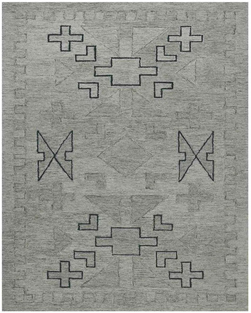 Shale Gray Wool Striped Pattern Hand-Tufted Rug Carpet