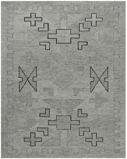 Shale Gray Wool Striped Pattern Hand-Tufted Rug Carpet