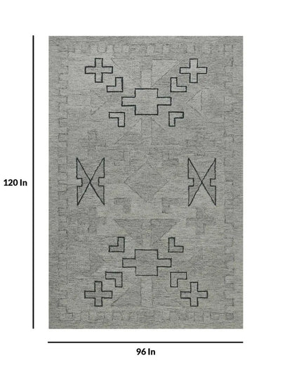 Shale Gray Wool Striped Pattern Hand-Tufted Rug Carpet