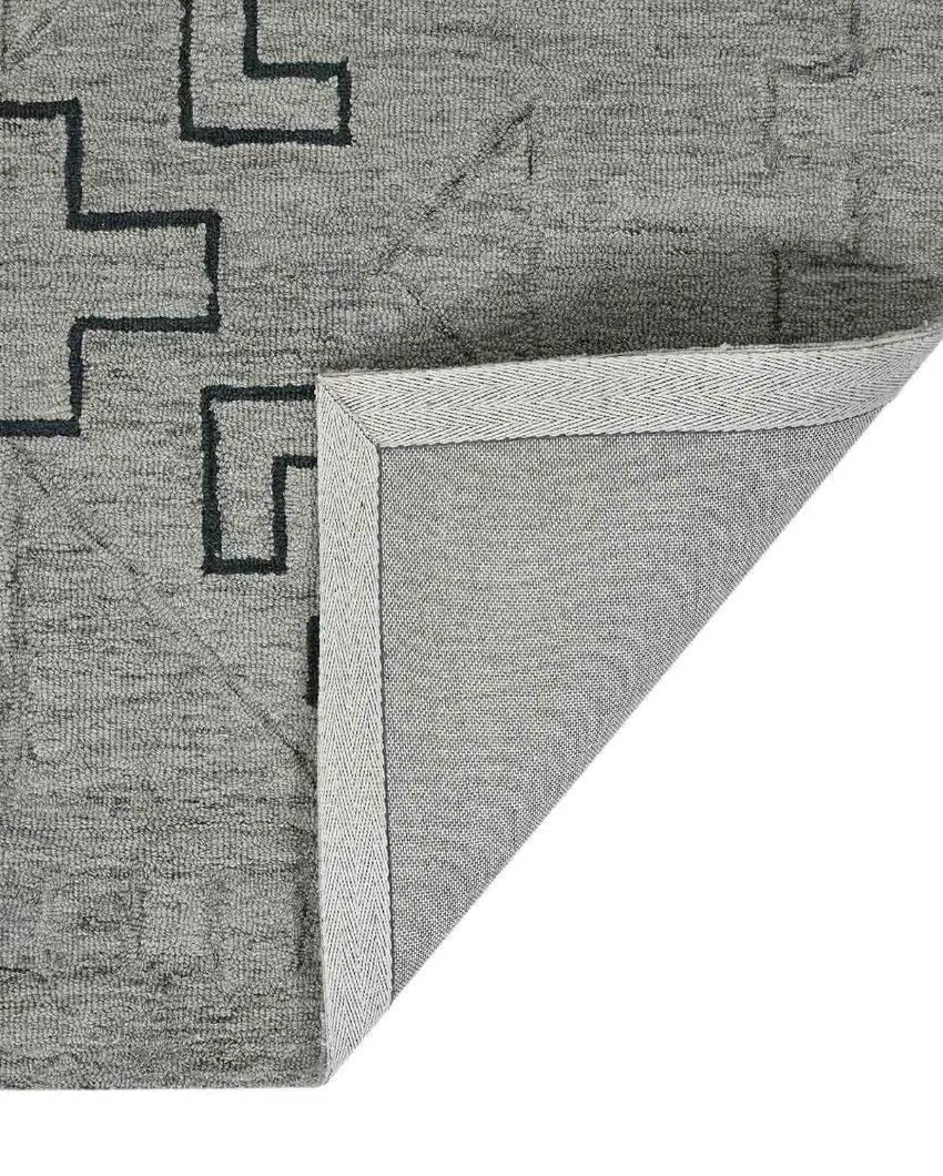 Shale Gray Wool Striped Pattern Hand-Tufted Rug Carpet