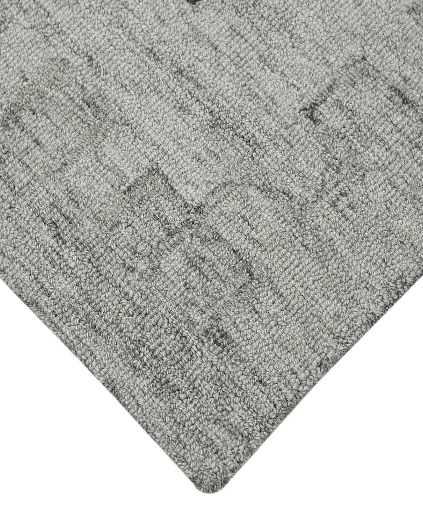 Shale Gray Wool Striped Pattern Hand-Tufted Rug Carpet