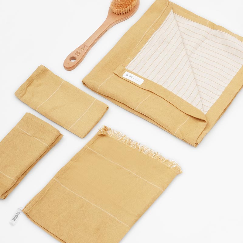 Aloevera Double Cloth Assorted Towels | Set of 4 Sunset Gold