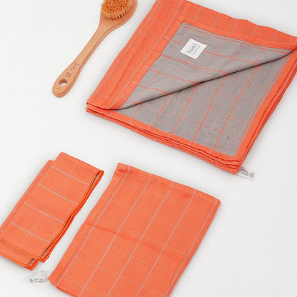Banana Double Cloth Assorted Towels | Set of 4 Rustic Orange