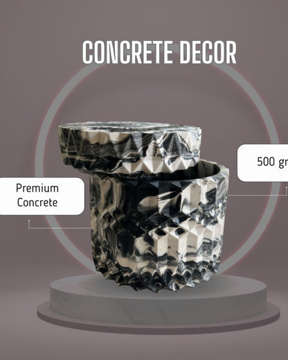 Concrete Geometric Jar With Lid | 10 x 10 cm / 4 x 4 inches