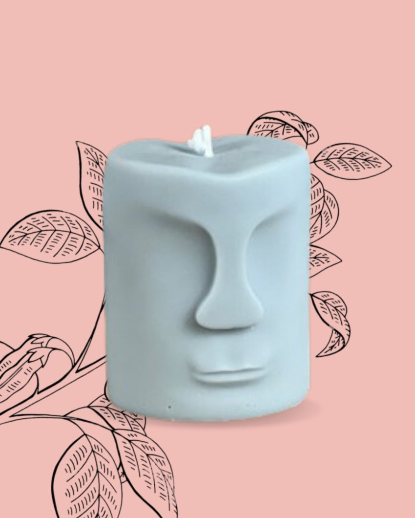 Face Statue Vanilla Coconut Soy Wax Candle| Grey | Single | 7 x 5 cm / 3 x 2 inches