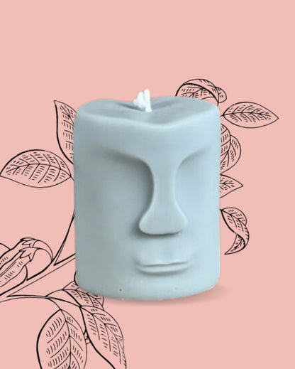 Face Statue Vanilla Coconut Soy Wax Candle| Grey | Single | 7 x 5 cm / 3 x 2 inches